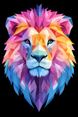 Colorful geometric lion head portrait (1)