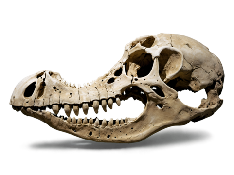 Realistic Fossilized Dinosaur Skull Partial Profile View in High Detail