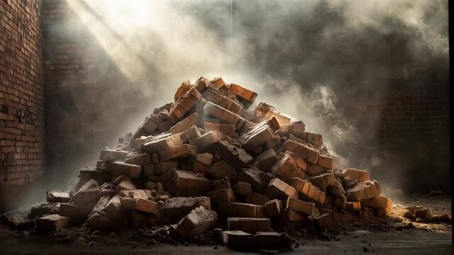The stack of bricks stood neatly in the corner, ready for the construction project ahead.
