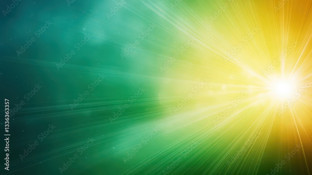Leinwandbilder a vibrant, abstract background with a green and yellow color scheme The central focus is a burst of bright, white light that radiates outwards, creating a dynamic and