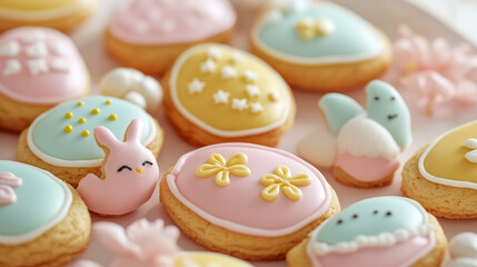 Fototapeta premium Festive Pastel Decorated Easter Cookies