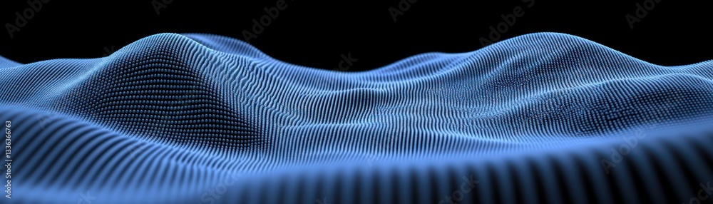 Poster abstract blue waves created by a series of tiny spheres
