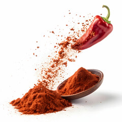 red paprika powder flying