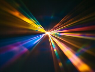 Colorful light rays radiating from a central point.