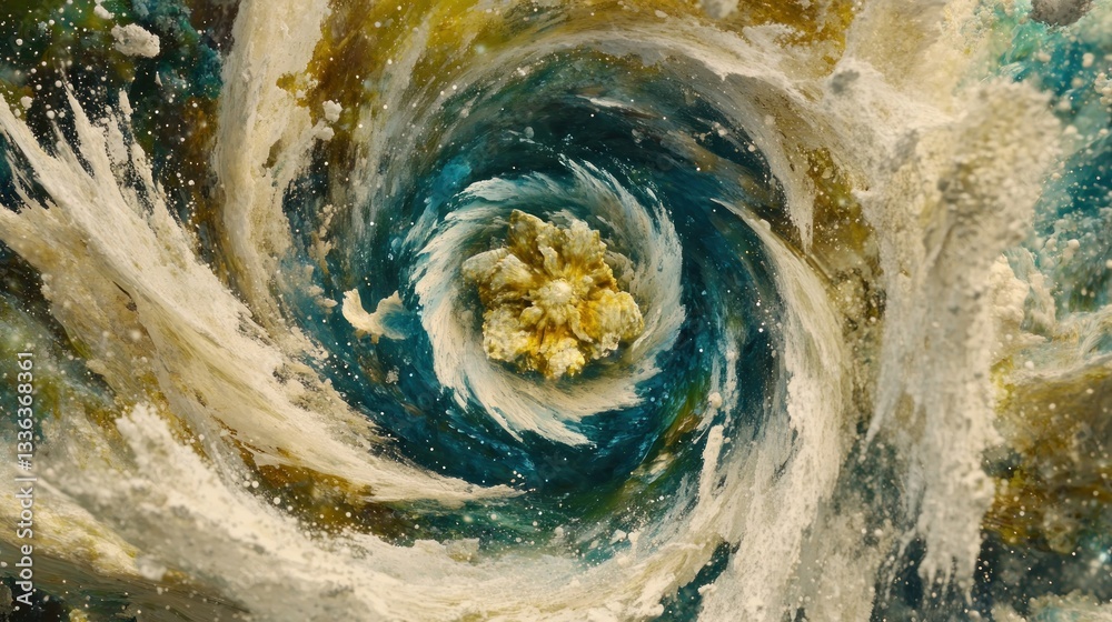 Poster Abstract swirling pattern of colors and textures creating a vortex