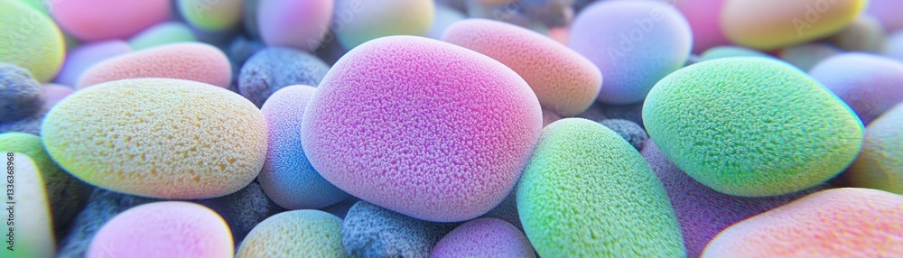 Poster colorful rounded stones displayed in an aesthetically pleasing macro arrangement