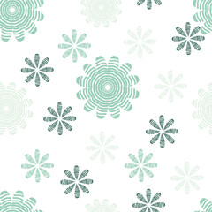 seamless pattern with green snowflakes flower patterns