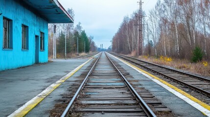 Obraz premium Abandoned train station in Prypiat, Chernobyl exclusion Zone Chernobyl Nuclear Power Plant Zone of Alienation in Ukraine