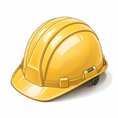 yellow safety construction helmet on white background