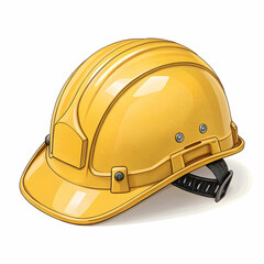 yellow safety construction helmet on white background