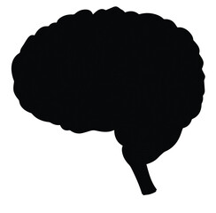 Cute cartoon hand drawn vector human brain silhouette.