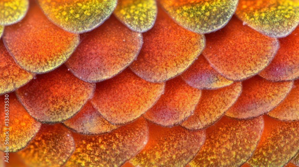 Poster a close up photograph shows vibrant fish scale patterns