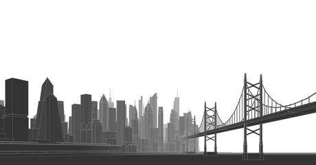 modern city panorama 3d illustration