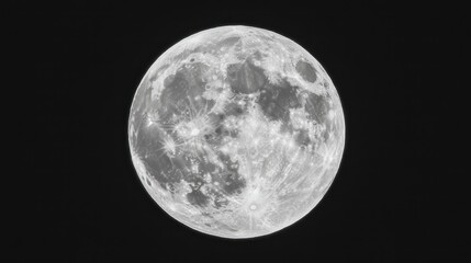 Fototapeta premium The detailed photograph showcases the bright surface of the full moon