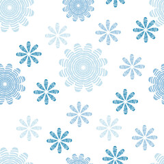 seamless pattern with blue snowflakes flower patterns