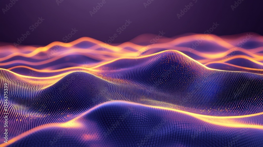Poster Abstract representation of digital data forming glowing landscape features