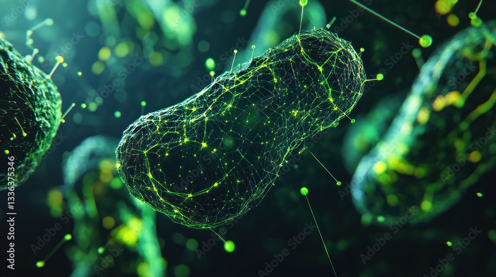 Poster Abstract representation shows a glowing connected network of cells