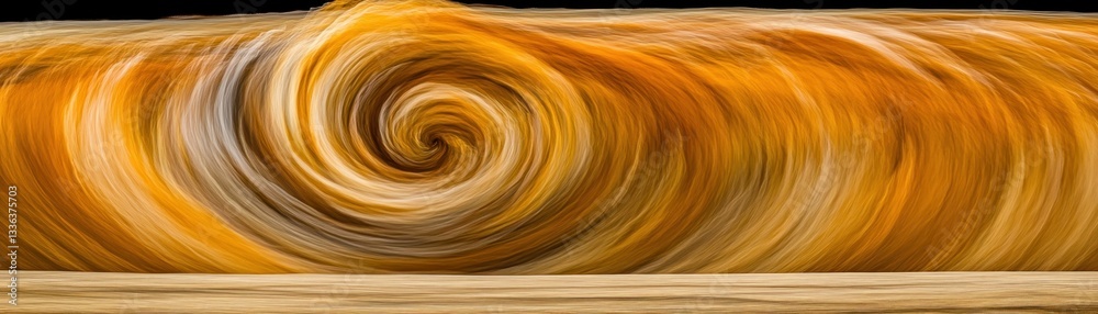 Poster a spiraling and swirled abstract image with golden yellow hues