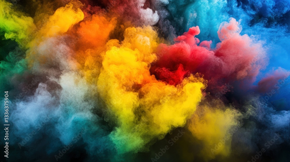 Aufkleber Colorful clouds of smoke swirl creating an abstract background design