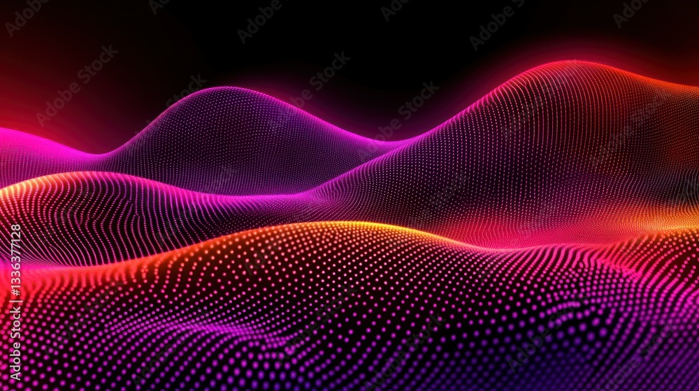 Poster Glowing wave forms create a dynamic abstract background with color