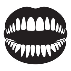 Creepy Teeth Open Mouth Silhouette Vector for Halloween Design