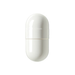 [Transparent Background PNG]Single White Medicine Capsule Isolated on White Background