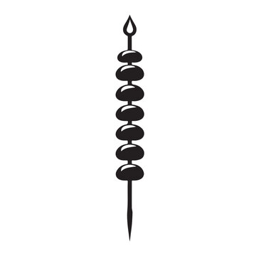 recommend clip art: Minimalist Black and White Silhouette Shish Kebab Skewer Food Vector