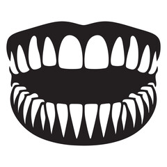 Silhouette of monster jaws vector illustration dangerous teeth graphic