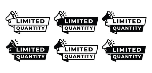 Fototapeta premium Limited Quantity Icons Set Black and White Color Vector Design 