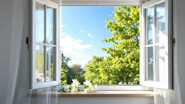 open window with a window