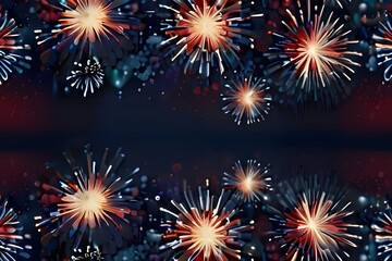 Fototapeta premium Neon fireworks with sparkling lights abstract background 
