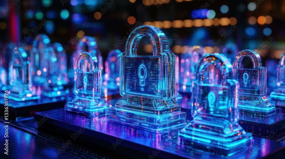 Poster Digital abstract image showing data security and protection concepts