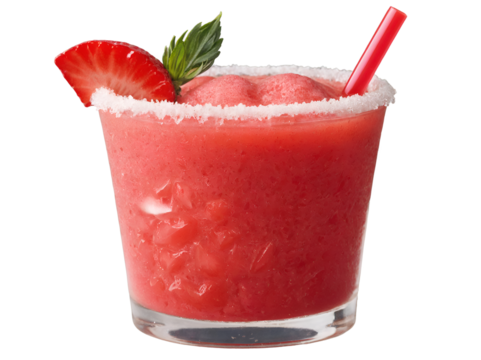 Refreshing Strawberry Daiquiri Cocktail with a Sugared Rim and Garnish