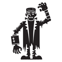 Classic Frankenstein Monster Silhouette Vector Graphic for Halloween Designs