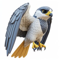 Fototapeta premium Colorful cartoon hawk character with wings spread, showcasing vibrant details and playful design elements