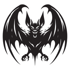 Terrifying Bat Demon Silhouette Halloween Graphic Vector Artwork Design Template