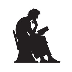 Philosopher Silhouette Reading Book Vector Illustration Design