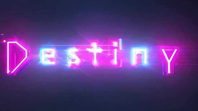 Illuminated inscription &ldquo;Destiny&rdquo; on dark background. Concept of destiny as a set of events and circumstances that are predetermined and influence the life of a person or a people.
