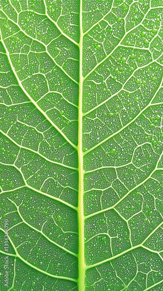 Poster A close up image of a green leaf structure