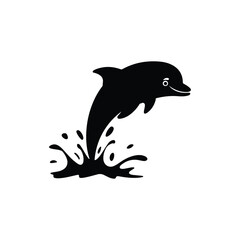 dolphin jumping silhouette isolated on white background