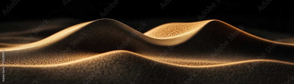 Poster textured and undulating dunes lit with soft warm yellow light