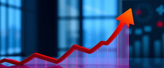 Upward trending arrow business chart graph illustrating sales growth, growth, analytics
