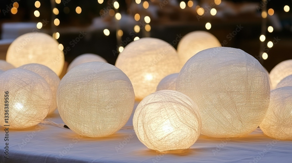 Aufkleber illuminated spherical string lights arranged for decoration at night