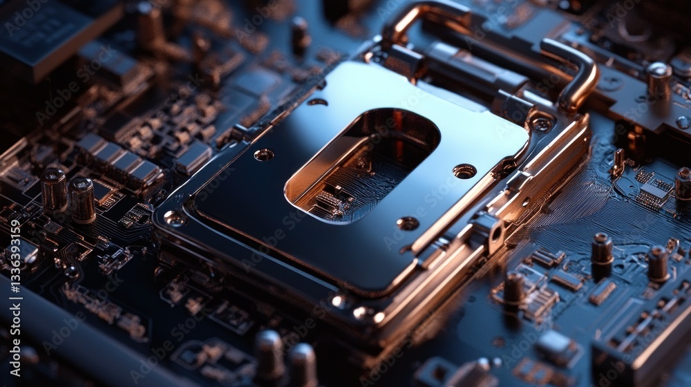Poster a detailed closeup showcases integrated circuit elements on a board