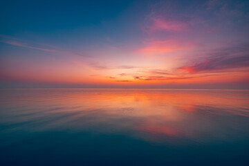 Fantastic closeup sea sky. Panoramic beach seascape. Inspire tropical horizon. Orange and golden sunset sky calmness tranquil relaxing sunlight summer mood. Vacation ocean travel sunrise meditation