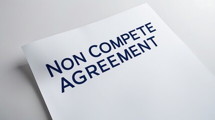 Fototapeta premium Non compete agreement document displayed on a plain surface for review purposes