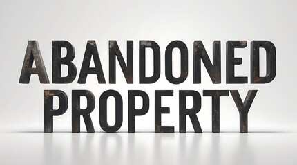 Abandoned property sign highlighting neglect in a vacant area with worn texture