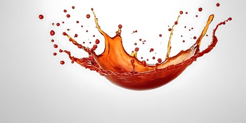 Red Tomato ketchup splash flying in air isolated on white background.splashing, abstract, red, colours, floating, flow, flying, horizontal, ideas, liquid, spill, splash, splat,64