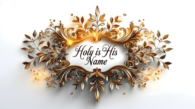holy is his name golden typography ornamental