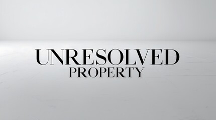 Fototapeta premium Unresolved property text centered on a minimalist background in a blank space